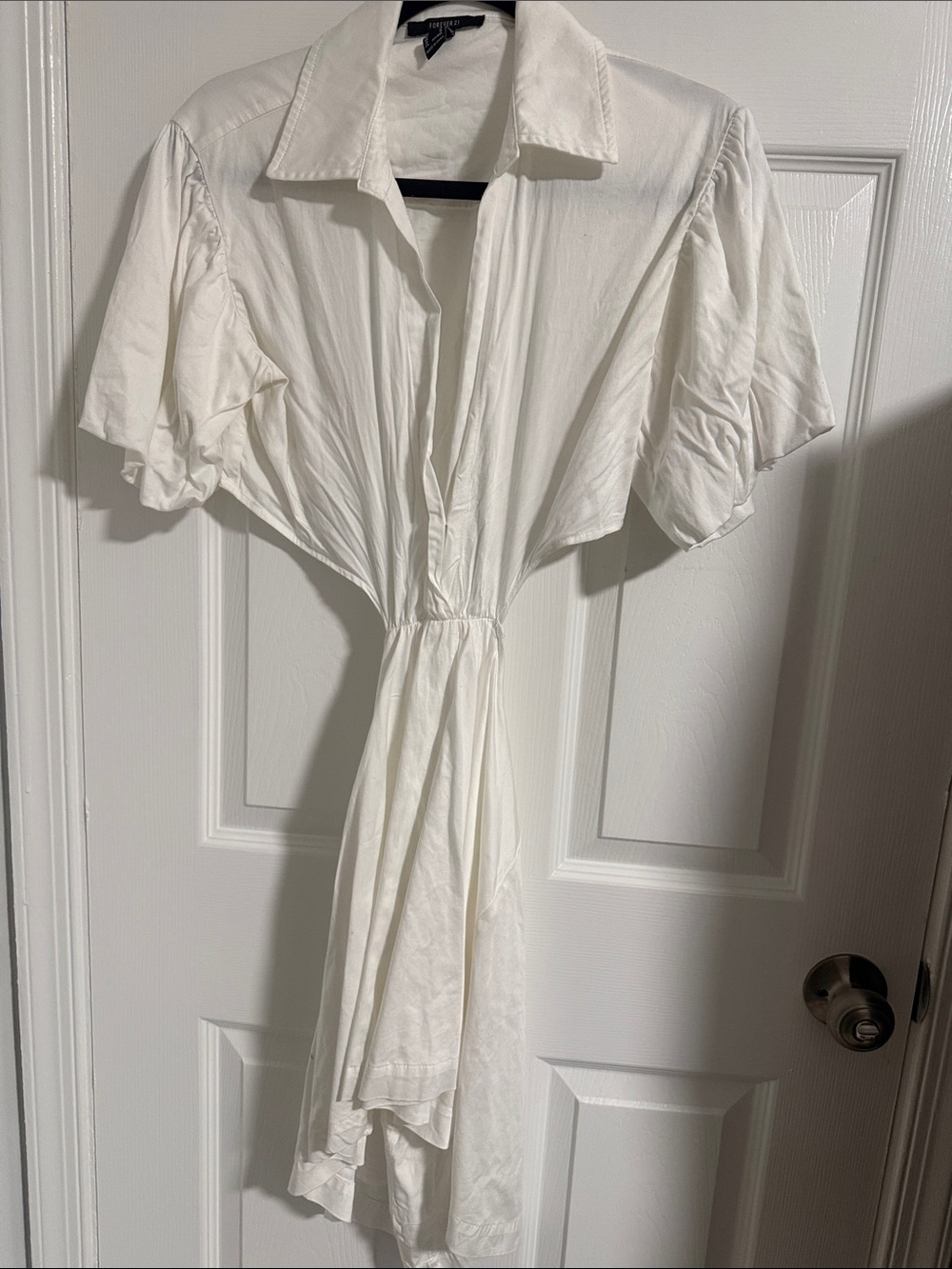 Rue21 White Short Sleeve Tie-Waist Midi Dress
